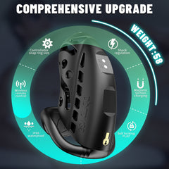 SEVANDA Remote Control Electric Shock Male Cock Cage Chastity Device - 9 e-stim intensities Chastity Cage with 3 Active Rings Adult Sex Toy for Men Penis Exercise | Key and Lock Included